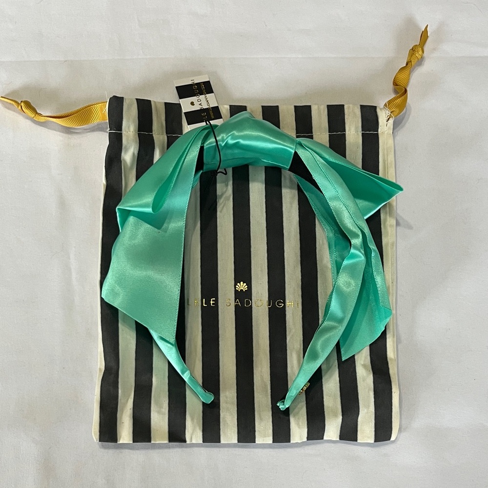 Lele Sadoughi Silk Shirley Ribbon Headband in Electric Mint NWT - Picture 8 of 10